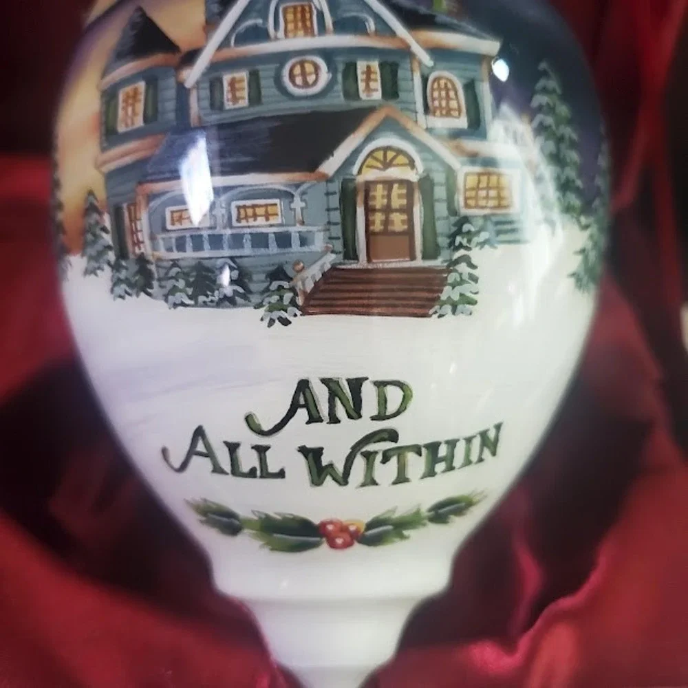 Ne'Qwa Art Bless This House Reverse Painted Glass Ornament Betty Padden Boxed